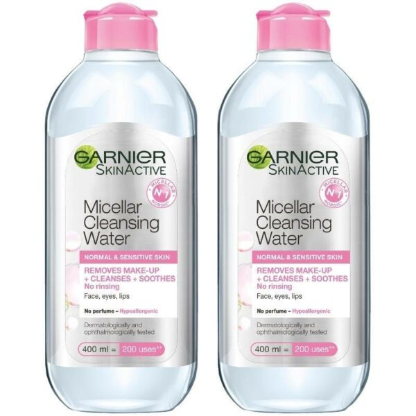 2 x Garnier Skinactive Cleansing Micellar Water Normal & Sensitive Skin 400 ml