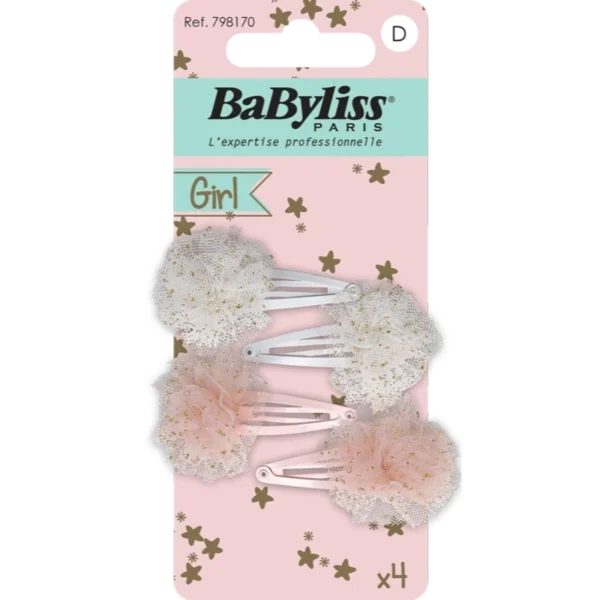 BaByliss KIDS Glitter Hair Clips (1700) 4 Pieces