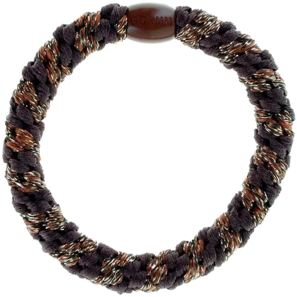 By Stær BRAIDED Hairtie - Black/Brown/Gold Glitter