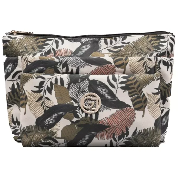 Gillian Jones 3 Room Cosmetics Bag - Leaf Print 10009-19