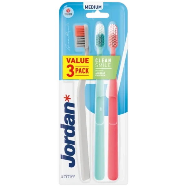 Jordan Clean Smile Toothbrush 3 Pack Medium