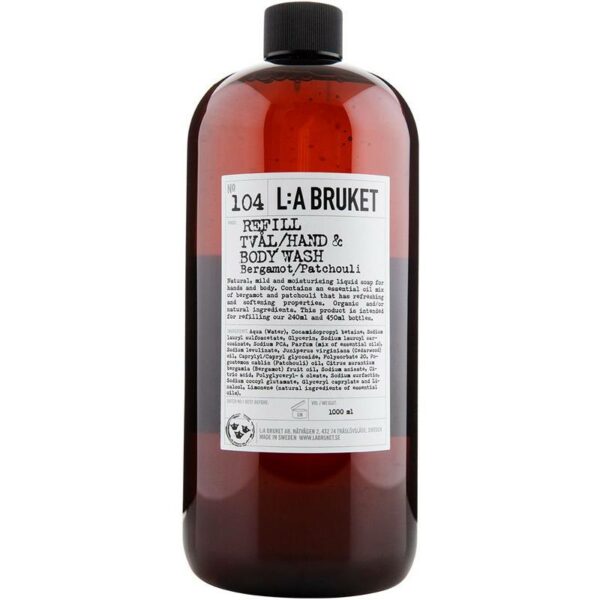 L:a Bruket 104 Hand & Body Wash Refill 1000 ml - Bergamot/Patchouli