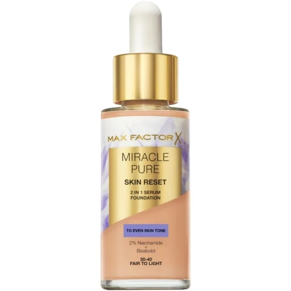 Max Factor Miracle Pure 2in1 Skin Reset Serum Foundation 30 ml - 30-40 Fair to Light