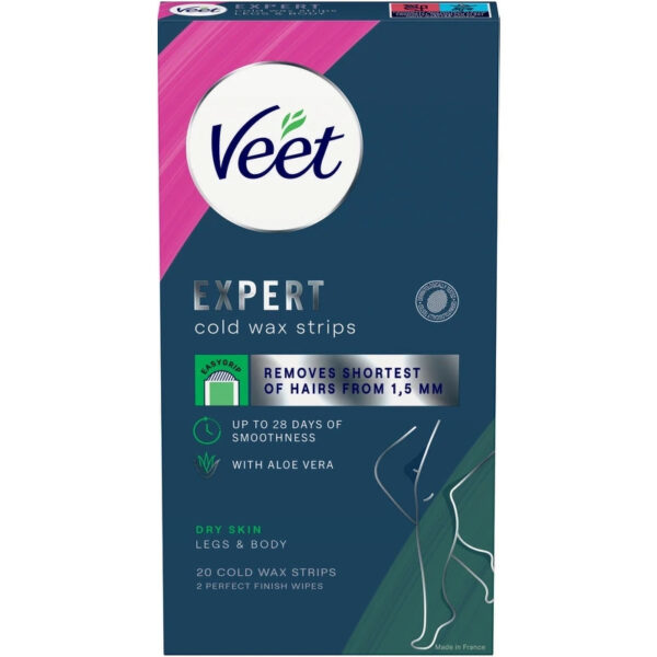 Veet Expert Cold Wax Strips Legs & Body Dry Skin 20 Pieces