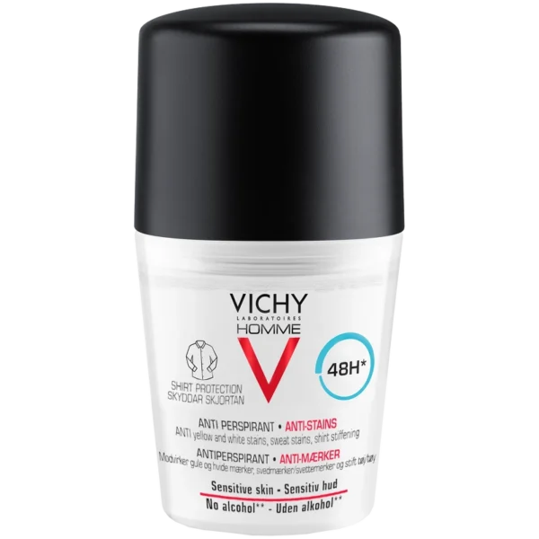 Vichy Homme 48H Anti-Perspirant + Anti-Stains Roll-On Deodorant 50 ml